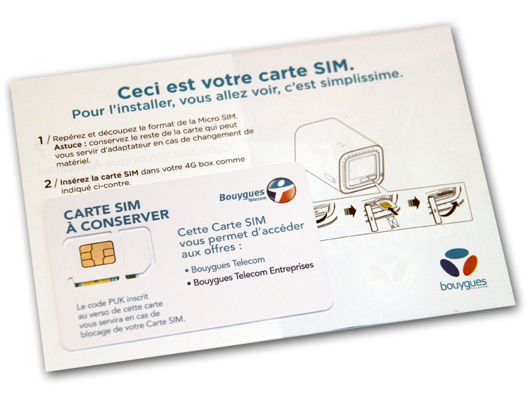 Carte SIM de la 4G box
